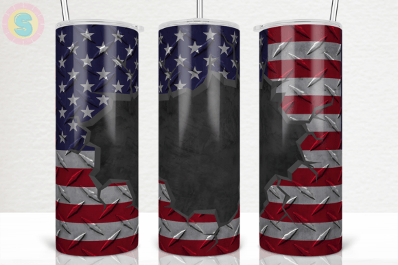 20Oz Metal USA Flag Tumbler Wrap