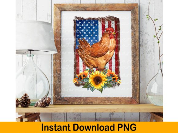 American Flag Chicken USA Png, Chicken