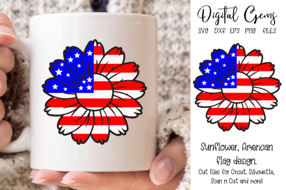 American Flag Sunflower Design: Graphics for Crafts & Local Business