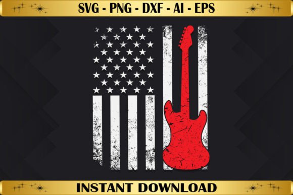 Bass Player American Distressed Flag Graphics