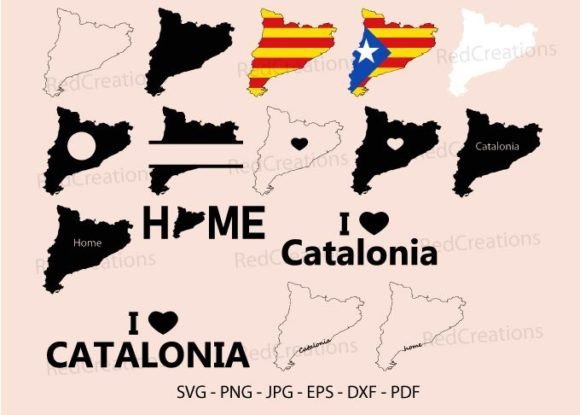 Catalonia Map Svg Bundle: Graphics and Crafts