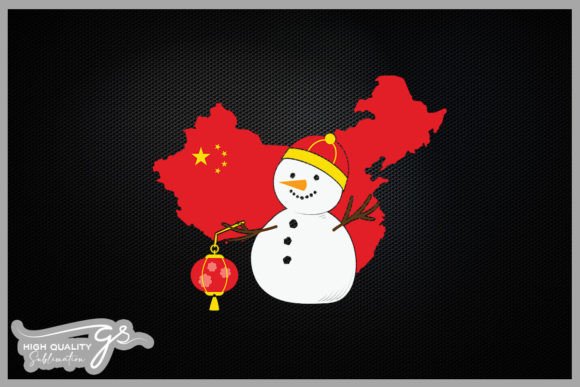 China Flag Snowman Christmas Graphics and Crafts
