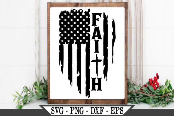 Distressed American Flag with Faith