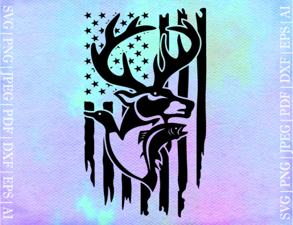 Fish Deer Flag SVG: Graphics for Crafts