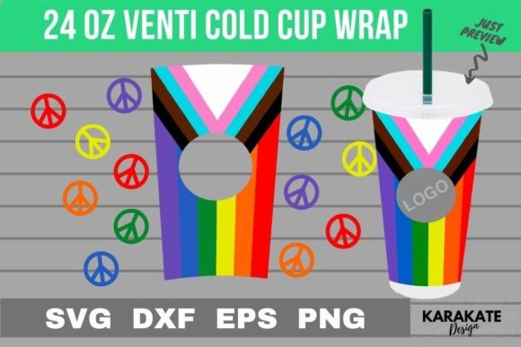 LGBTQ Peace Flag, 24 Oz Venti Hole Wrap Graphics and Crafts