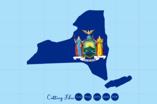 New York State with Flag Background Graphics