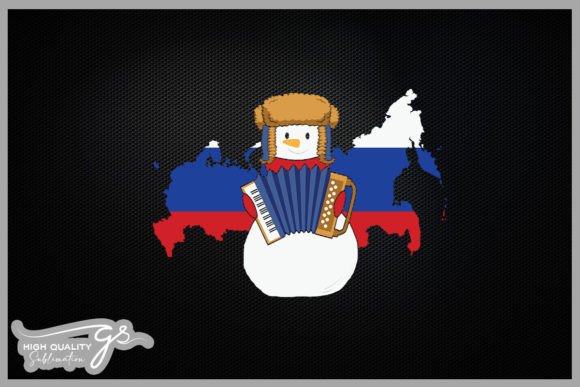 Russian Flag Snowman Christma Graphics