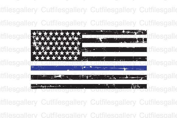Thin Blue Line Distressed Flag Graphics and Crafts