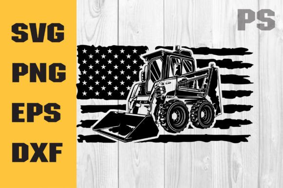 US Flag Loader Truck Svg, Skid Steer