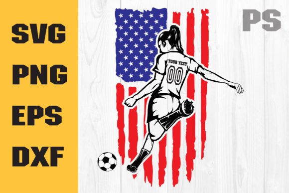 Us Soccer Girl, Patriotic Distressed Flag: Graphics & Crafts for Local Branding