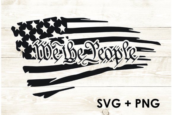 Waving Distressed USA Flag We the People